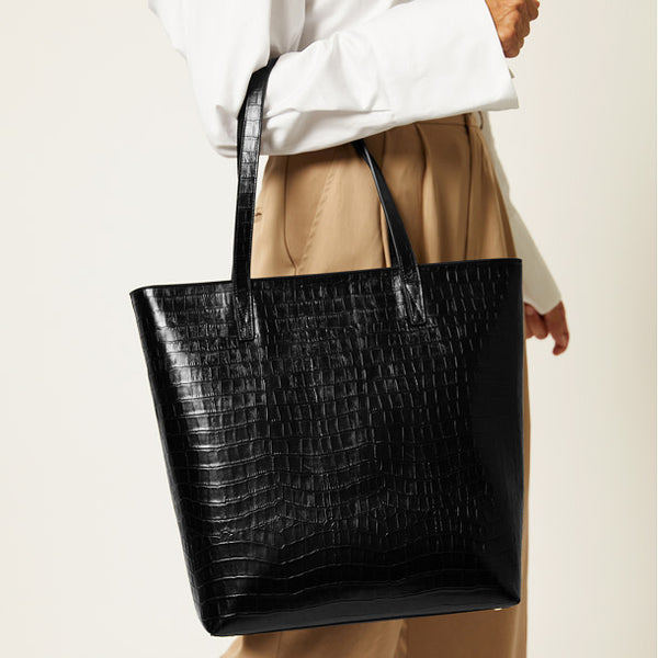 Alex Vertical Work Tote | Full grain leather, sleek and spacious