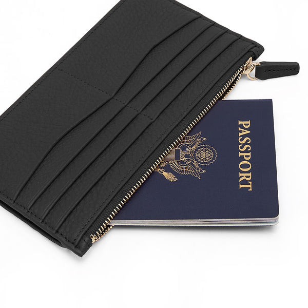Highland Slim Horizontal Wallet | Full Grain Leather Black Pebble