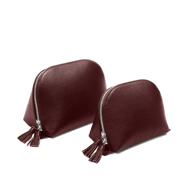 Clamshell Makeup Bag Set | Full grain leather, complete beauty