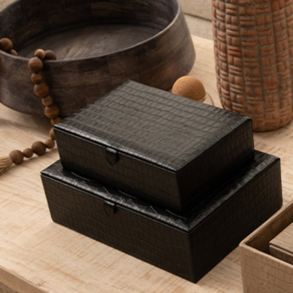 Decorative Box Set | Full grain leather, elegant home storage