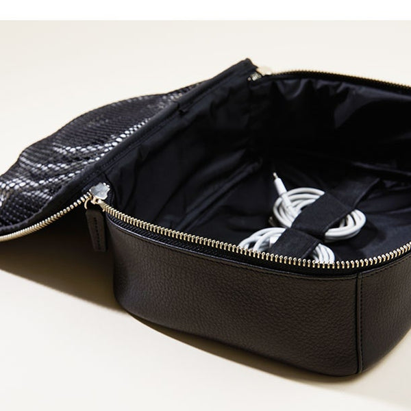 Large Tech Bag Organizer | Full grain leather, comprehensive tech