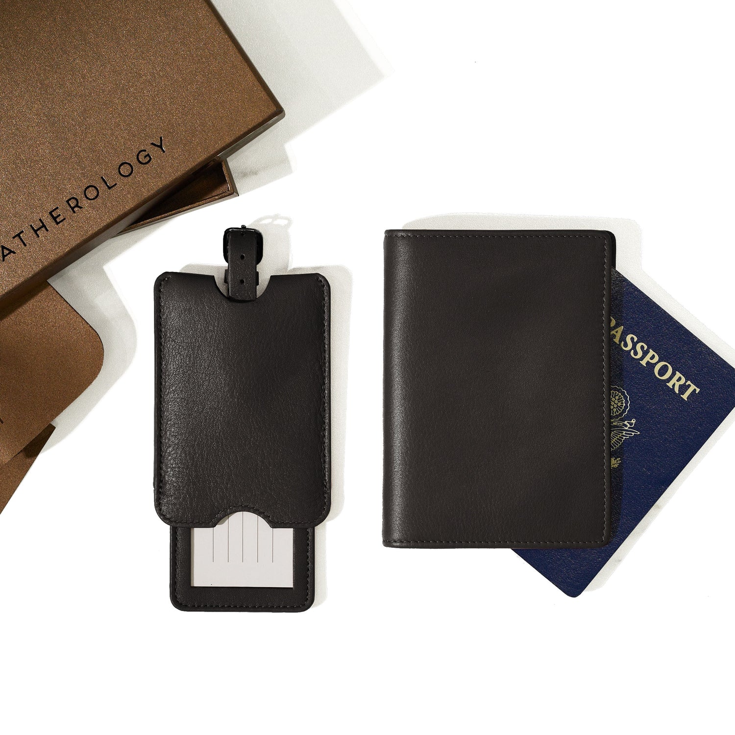 1-new-Deluxe-Passport-Cover-Luggage-Tag-Set-Black-P18-135