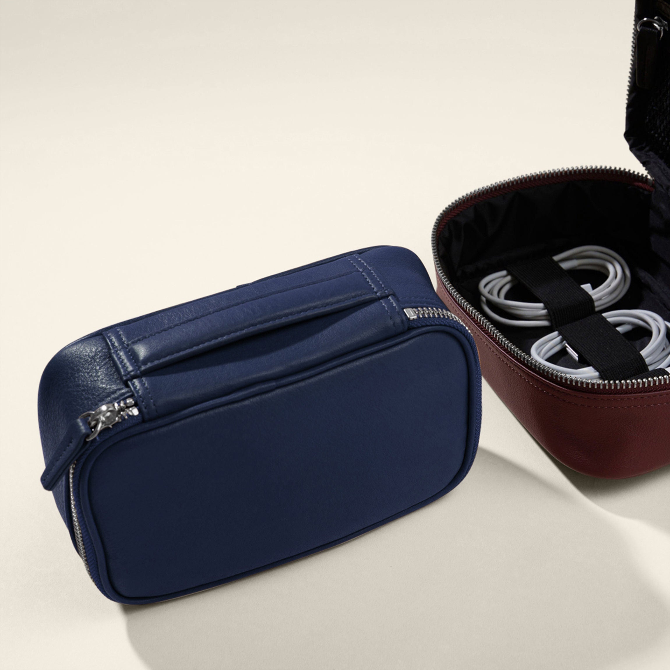 Small Tech Bag Organizer | Full grain leather, compact tech